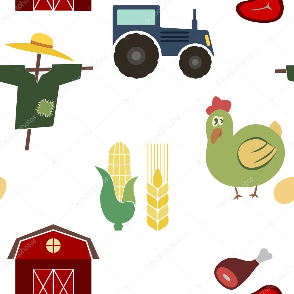 Seamless pattern with farm icons 
