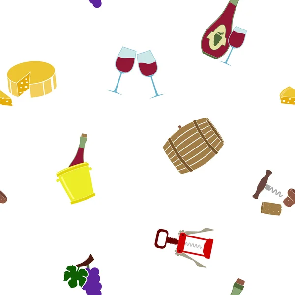Patrón sin costura con iconos de vino — Vector de stock