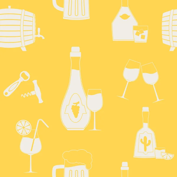 Fondo sin costuras con iconos de alcohol — Vector de stock