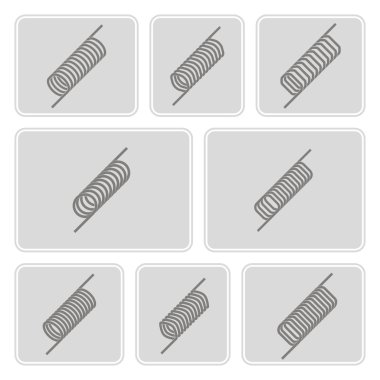 온천과 흑백 아이콘 세트  