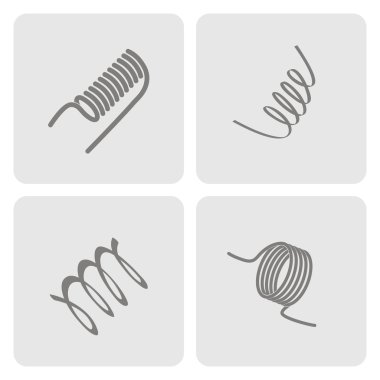 온천과 흑백 아이콘 세트  