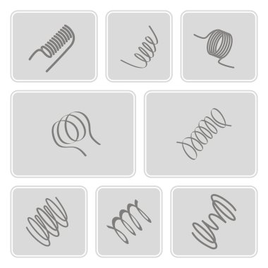 온천과 흑백 아이콘 세트  