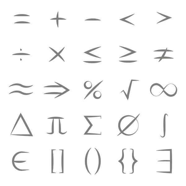 Ensemble d'icônes monochromes avec symboles mathématiques — Image vectorielle