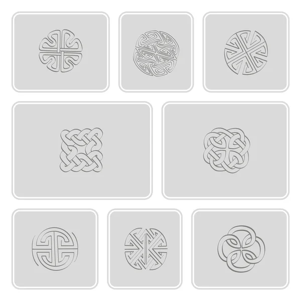 Uppsättning av svartvita ikoner med irländska geometriska prydnad — Stock vektor