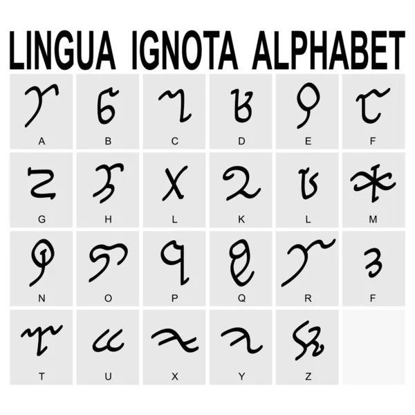 Vector Icon Set Ancient Occult Alphabet Lingua Ignota Para Proyecto — Vector de stock