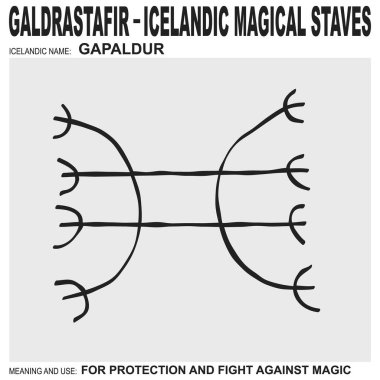 Eski İzlanda büyüsüne sahip vektör ikonu Gapaldur. Sembol büyüye karşı korunmak ve savaşmak için kullanılır.