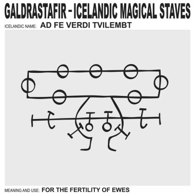 Antik İzlanda büyüsüne sahip vektör ikonu Ad Fe Verdi Tvilembt. Sembol, koyunların doğurganlığı için kullanılır.