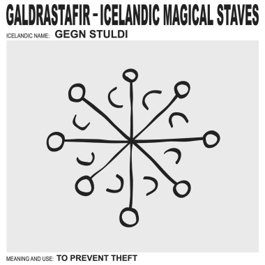 Antik İzlanda büyüsüne sahip vektör ikonu Gegn Stuldi. Sembol hırsızlığı önlemek için kullanılır