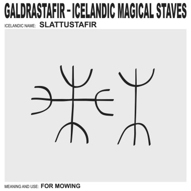 Eski İzlanda büyüsüne sahip vektör ikonu Slattustafir 'i asalar. Sembol biçmek için kullanılır