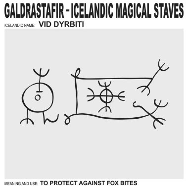 Eski İzlanda büyüsüne sahip vektör ikonu Vid Dyrbiti. Sembol tilki ısırıklarına karşı korunmak için kullanılır.