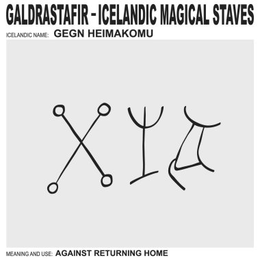  Antik İzlanda büyüsüne sahip vektör ikonu Gegn Heimakomu. Sembol eve dönüşe karşı kullanılır