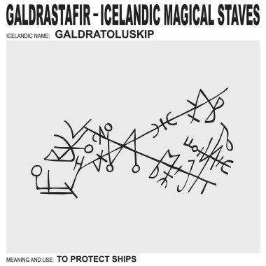  Antik İzlanda büyüsüne sahip vektör ikonu Galdratoluskip 'i destekler. Sembol gemileri korumak için kullanılır.