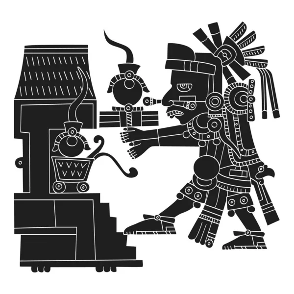 アステカ神とのベクトル画像あなたのプロジェクトのための上昇する太陽のPiltzintecuhtli主 — ストックベクタ