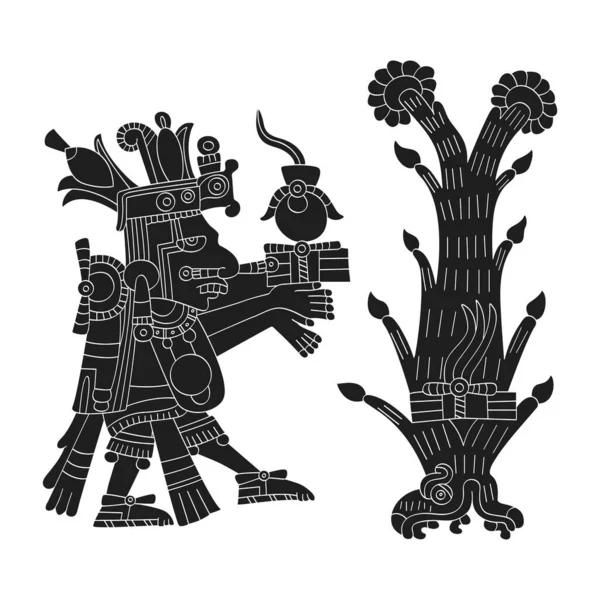 Imagem Vetorial Com Deus Asteca Centeotl Senhor Milho Para Seu — Vetor de Stock