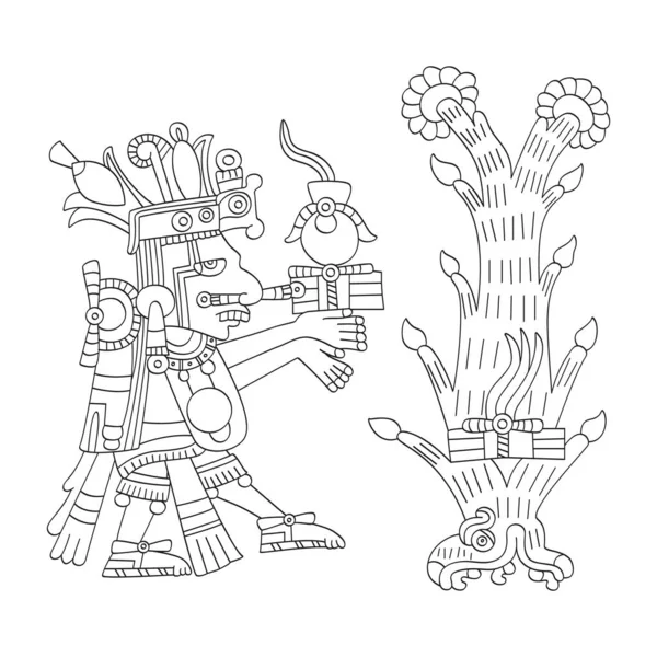アステカ神とベクトル画像あなたのプロジェクトのためのトウモロコシの中心の領主 — ストックベクタ