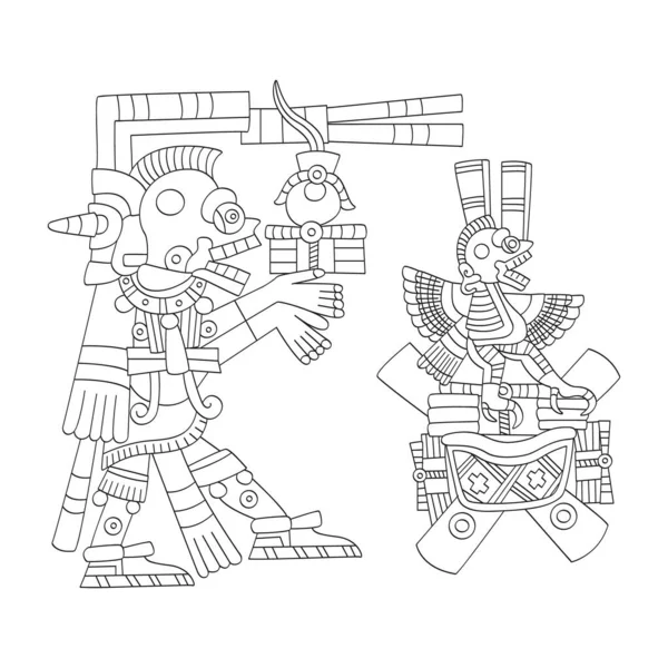 Vector Imagen Con Dios Azteca Mictlantecutli God Los Muertos Inframundo — Archivo Imágenes Vectoriales