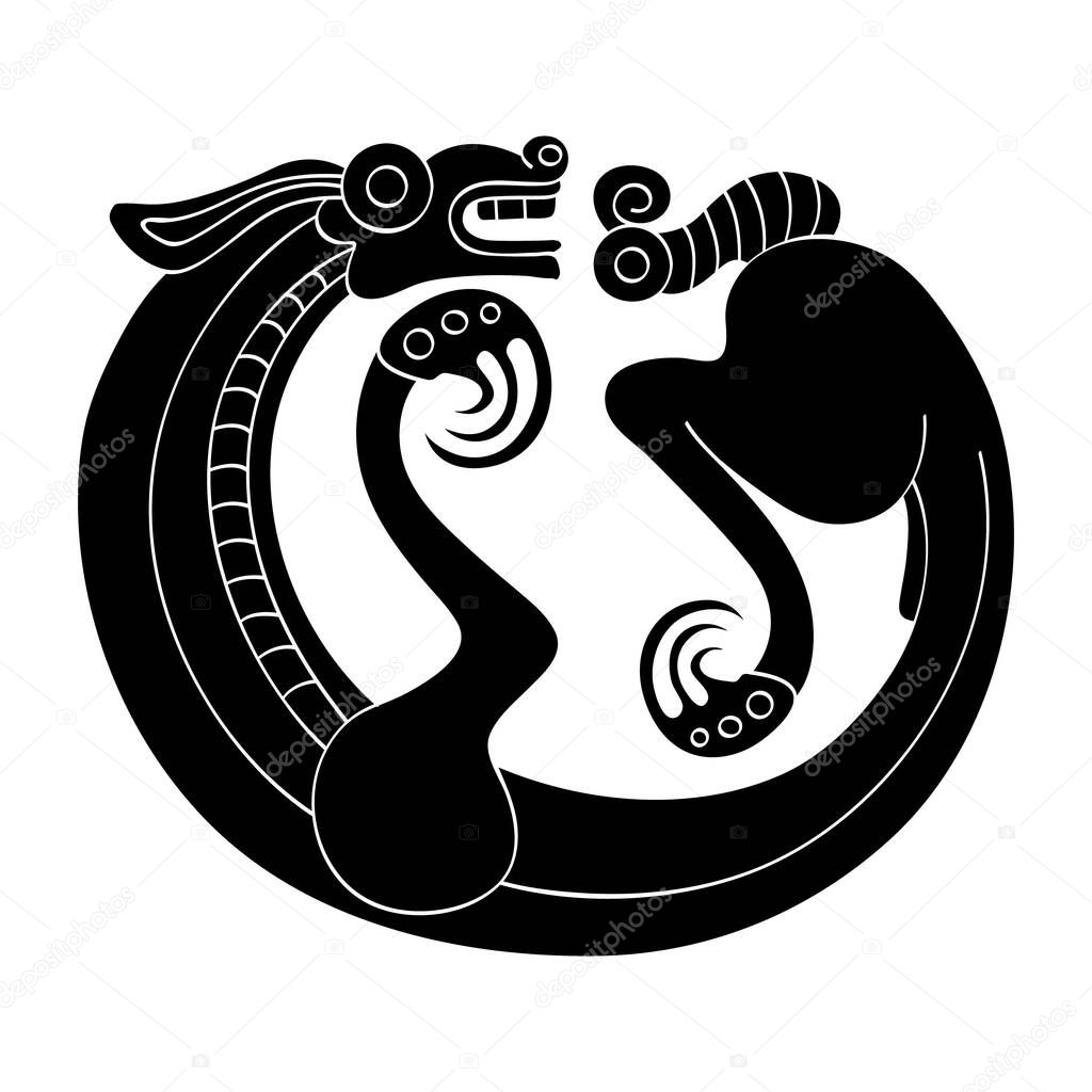 vector monochrome icon with ancient Scythian art. Symbol with animal motifs for your project