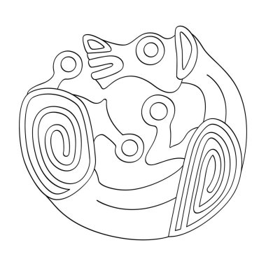 Eski Scythian sanatının vektör monokrom simgesi. Projeniz için hayvan motifleri ile sembol