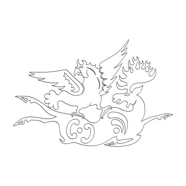 Eski Scythian sanatının vektör monokrom simgesi. Projeniz için hayvan motifli plaket