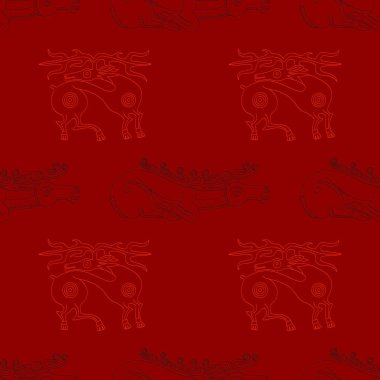 Projeniz için antik Scythian sanatı ve hayvan motifleriyle kusursuz desen