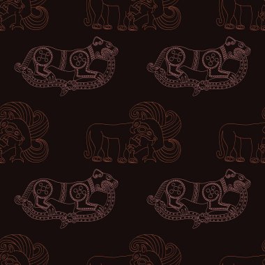 Projeniz için antik Scythian sanatı ve hayvan motifleriyle kusursuz desen