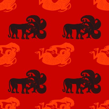 Projeniz için antik Scythian sanatı ve hayvan motifleriyle kusursuz desen