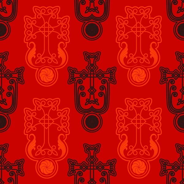 Eski Ermeni sembolü Khachkar 'ın kusursuz deseni. Projeniz için Ermeni haç taşı