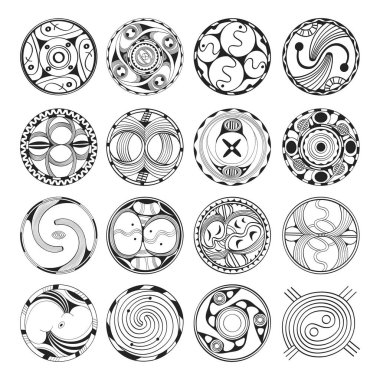 vector icon set with symbols ornament of CucuteniTrypillia culture for your project clipart