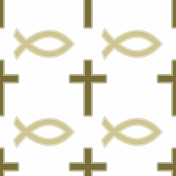Patrón Sin Costuras Con Variantes Símbolos Cristianos Para Proyecto — Archivo Imágenes Vectoriales