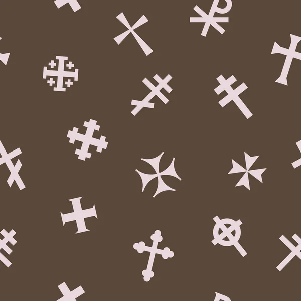 为您的项目设计的无缝图案 带有基督教十字的变体 — 图库矢量图片