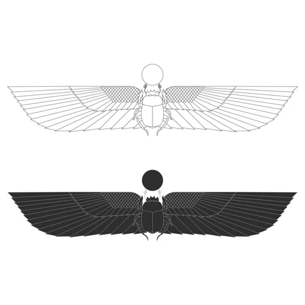 Vektor Monochromes Symbol Mit Altägyptischem Symbol Geflügelte Sonne Für Ihr — Stockvektor