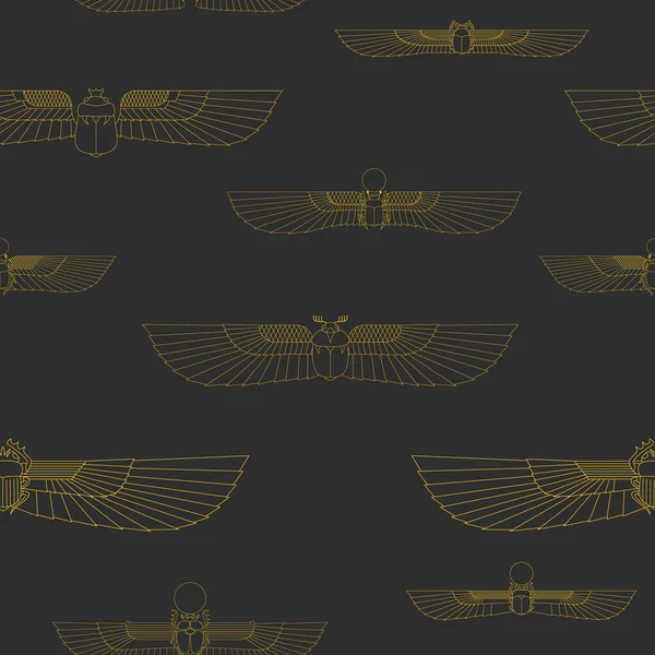 Nahtloses Muster Mit Altägyptischem Symbol Scarab Winged Sun Für Ihr — Stockvektor