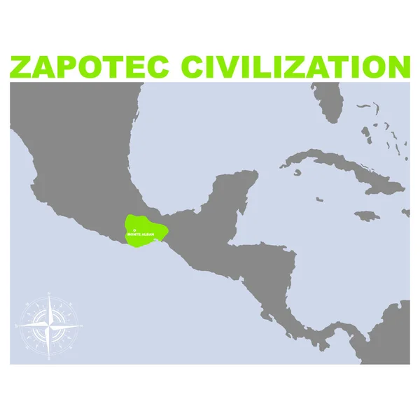 Mapa Vectorial Con Área Histórica Civilización Zapoteca Para Proyecto — Vector de stock