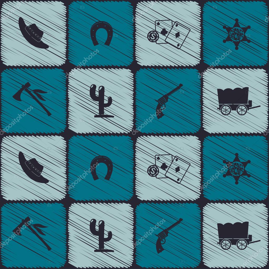 Seamless background with cowboys and wild west theme for your design