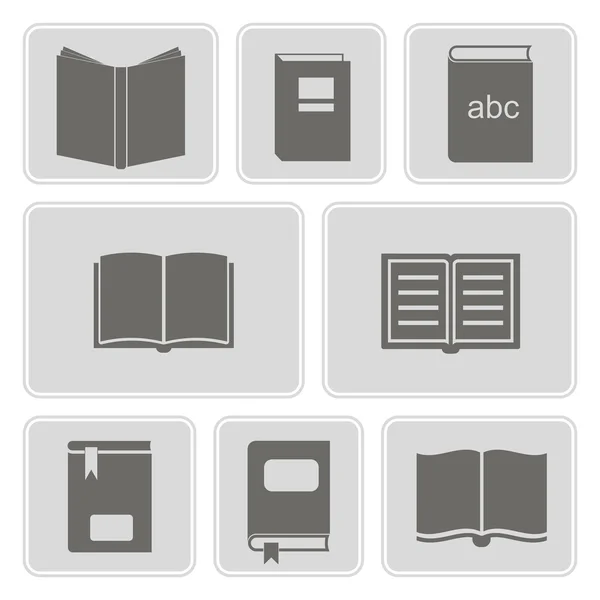 Set van zwart-wit pictogrammen met boeken — Stockvector