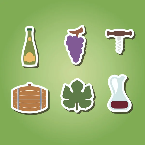Set van gekleurde pictogrammen met symbolen van wijnbereiding — Stockvector