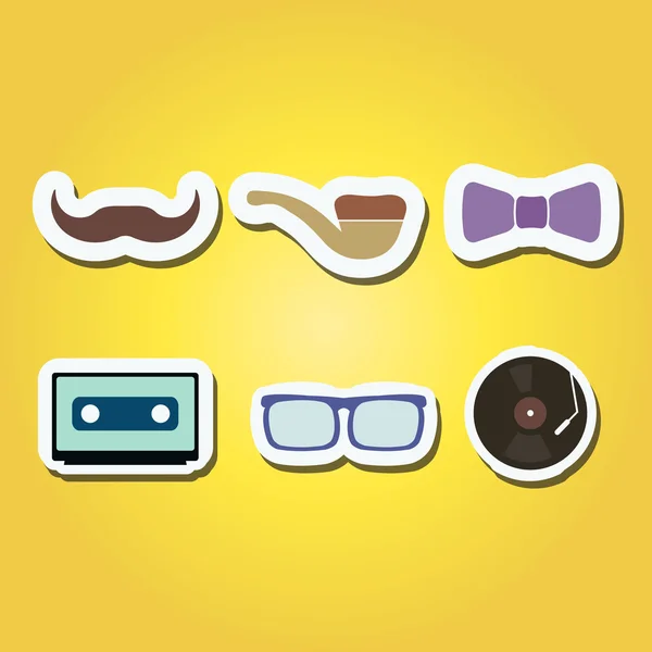 Set of color icons with different hipster objects — Stock Vector