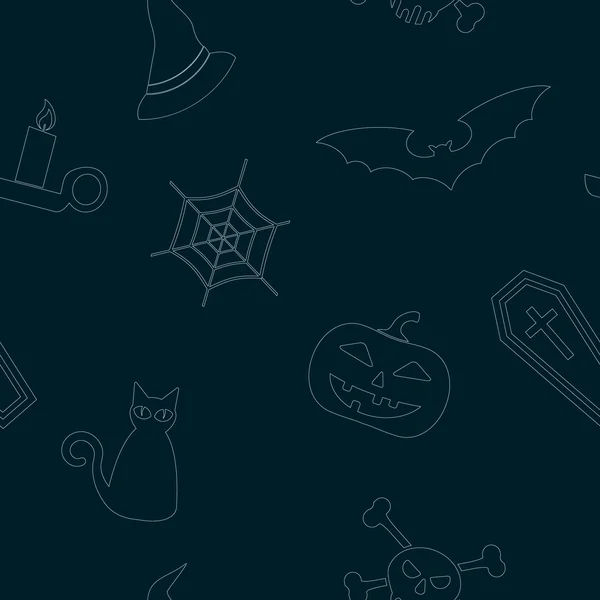 Naadloze achtergrond met symbolen van Halloween — Stockvector
