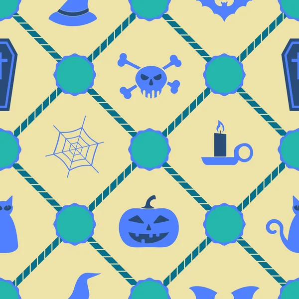 Fondo sin costuras con símbolos de Halloween — Vector de stock