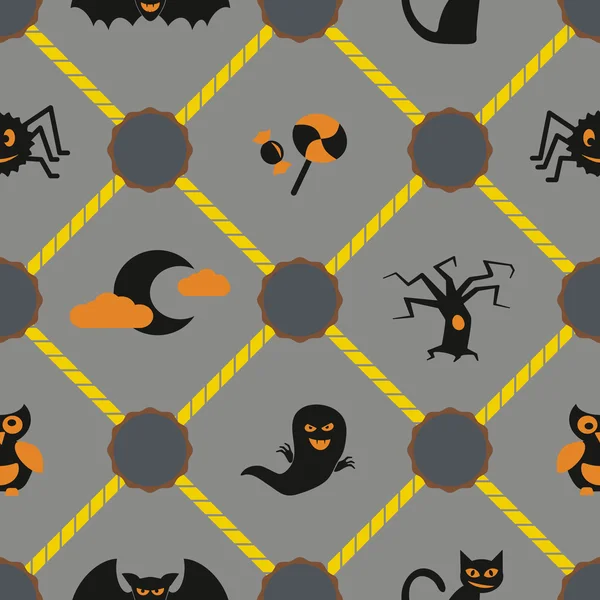 Fondo sin costuras con símbolos de Halloween — Vector de stock