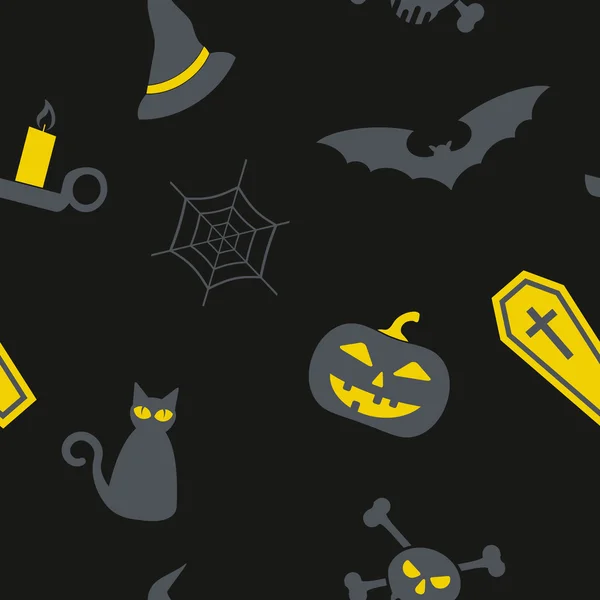 Fondo sin costuras con símbolos de Halloween — Archivo Imágenes Vectoriales