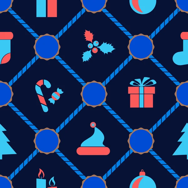 Fond sans couture avec des symboles de Noël — Image vectorielle