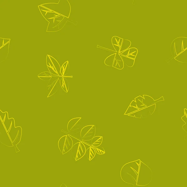 Fond sans couture avec différentes feuilles — Image vectorielle