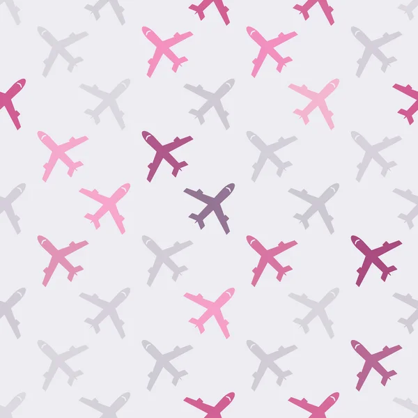 Seamless background with different airplanes — Stock Vector