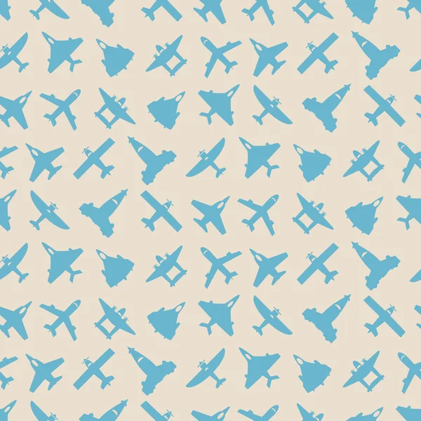 Seamless background with different airplanes — Stock Vector