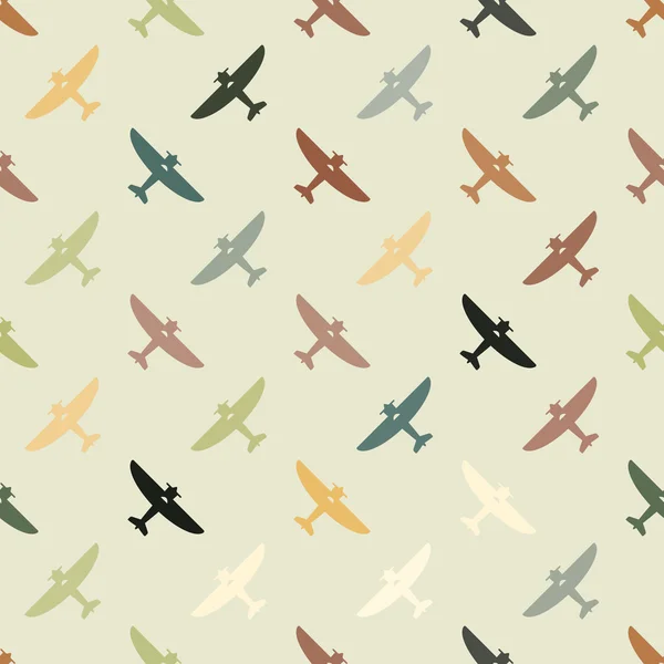 Seamless background with different airplanes — Stock Vector