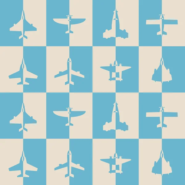 无缝背景与不同的飞机 — 图库矢量图片