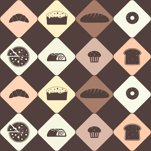 Fond sans couture avec des symboles de petit déjeuner — Image vectorielle
