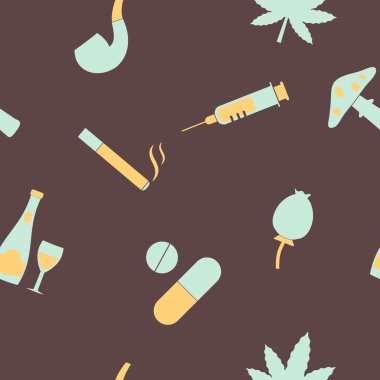 Uyuşturucu bağımlılığı sembolleri ile sorunsuz arka plan