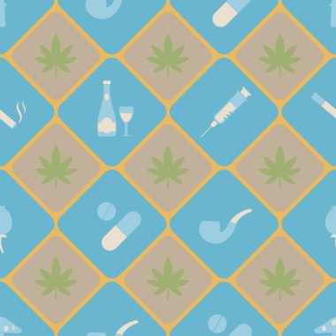 Uyuşturucu bağımlılığı sembolleri ile sorunsuz arka plan